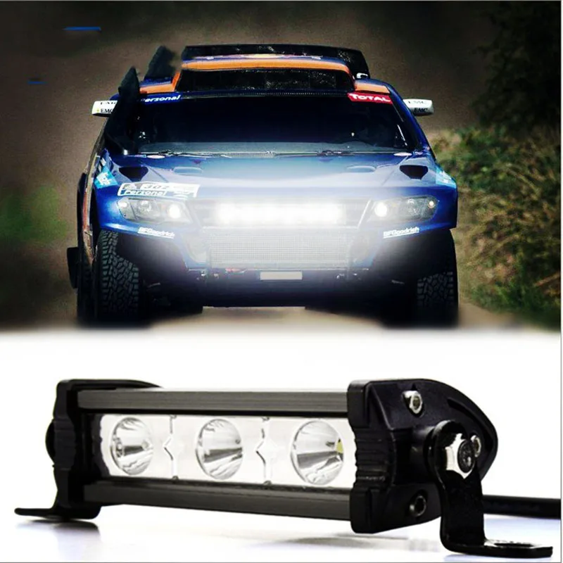 

2pcs 12V 24V LED bar work light single row 3 lights 9W off-road vehicle motorcycle modified spotlight for ATV SUV Truck pickup