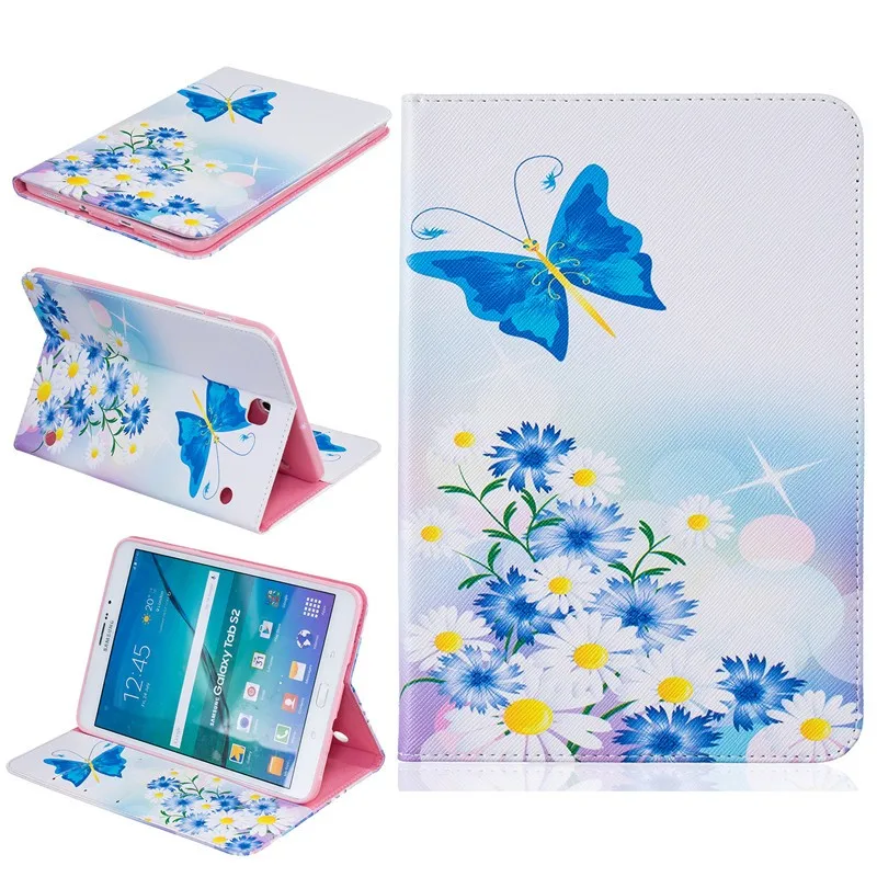 For Samsung Galaxy Tab S2 8.0 SM-T710 T715 Case Kids Butterfly Flower Bear Cartoon Wallet  PU Leather Back Silicon Tablet Cover (65)