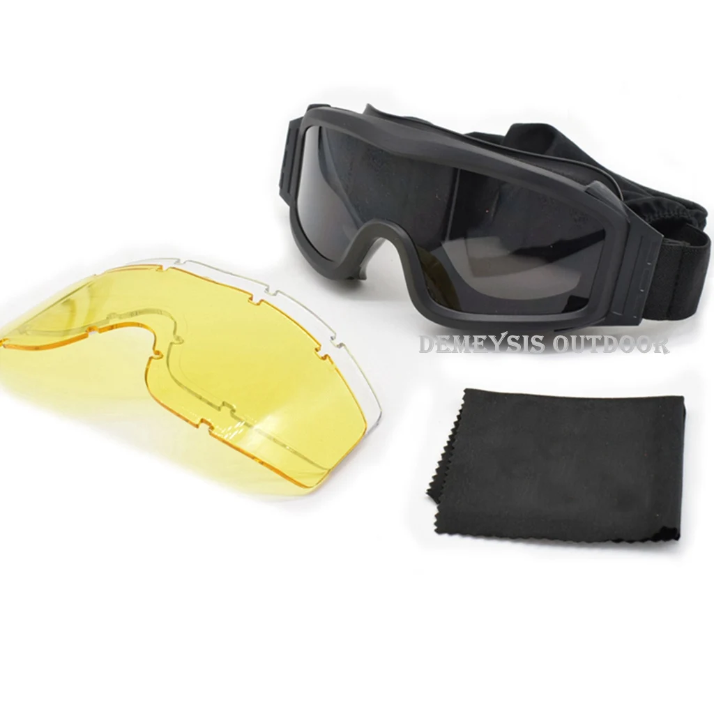 Военные тактические очки анти-УФ ночного видения охотничьи очки страйкбол Пейнтбол армейские походные очки - Цвет: black