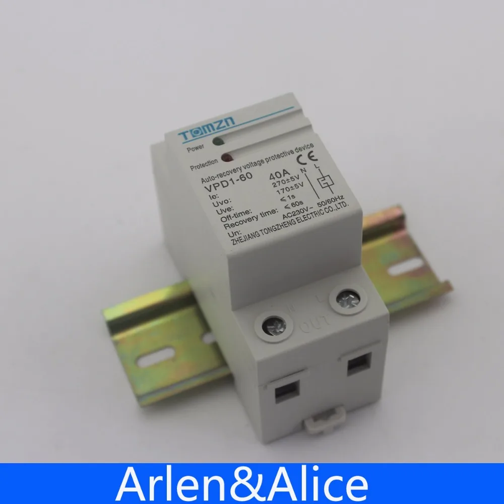 1 pcs 40A 230V Din rail automatic recovery reconnect over voltage and under