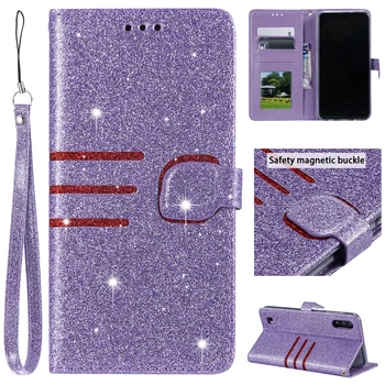 

100pcs/lot Stitching Glitter 3 card mobile phone shell leather cover case for Samsung Galaxy A10 A30 A40 A50 A70 M20 flip case