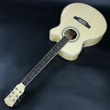 Electro Pop Con Tapa Llana Eléctrica Acústica Folk Guitarra 40 Pulgadas Cutaway Afinador de Tilo Guitarra Jumbo 6 Cadena de Luz Blanca
