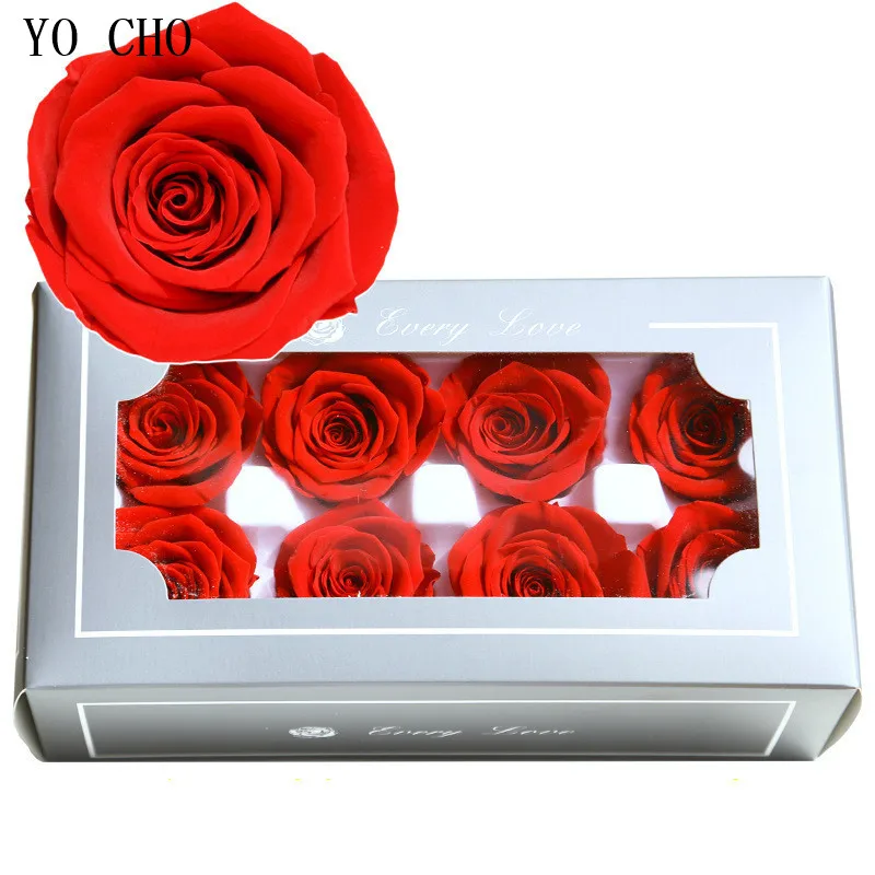 YO CHO, 8 шт., консервированные розы, цветы на День святого Валентина, бесморская Роза, Подарочная коробка, цветок, сделай сам, для дома, вечерние, Декор, роза, вечный Флорес, подарочная коробка