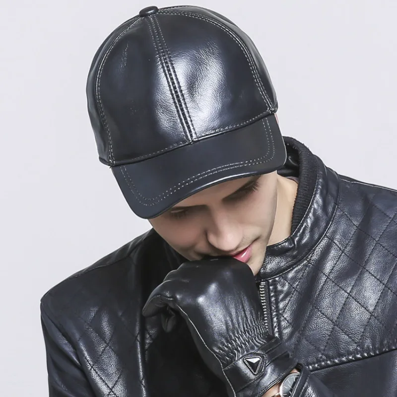 Genuine Leather Visor Hat Middleaged Elderly Men Leisure Cap Outdoor