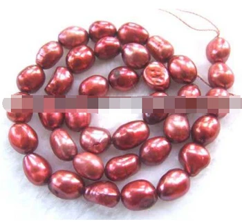 

wan 00653 8x9mm red freshwater Pearl freeform oval beads 14" 5pc