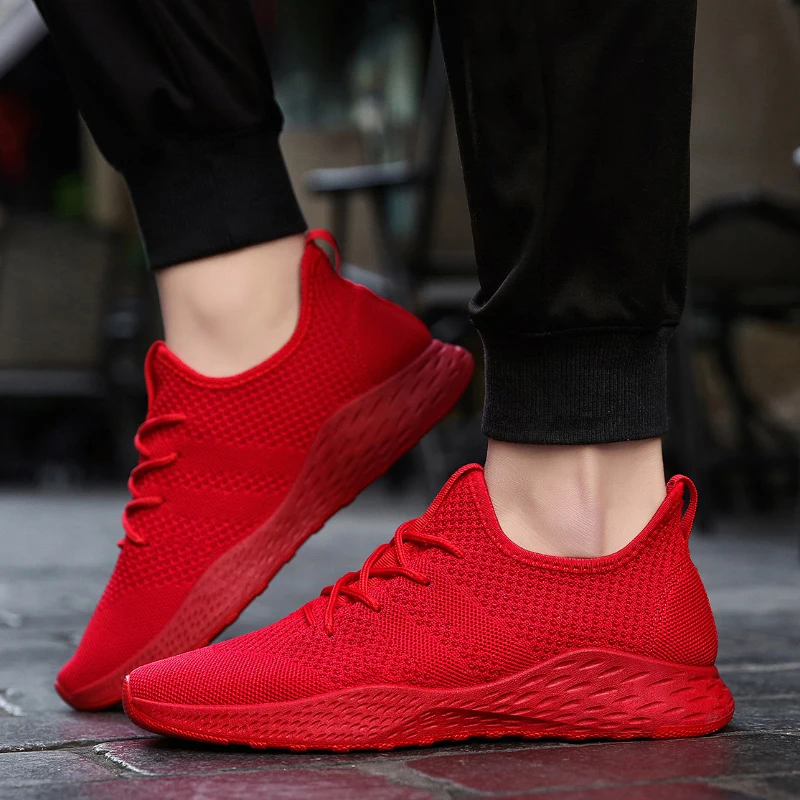 Дешевые мужские спортивные кроссовки, обувь, дышащие мужские кроссовки для бега, красные легкие кроссовки, Женская Удобная спортивная обувь