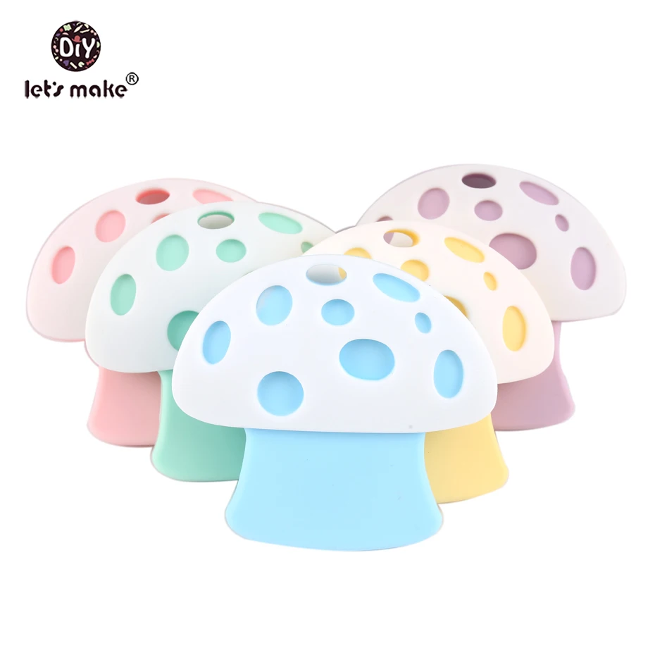 

Let's Make 5PC Nursing Pendant Mushroom BPA Free Silicone Teether Baby Shower Gift Play Gym Silicone Accessories Baby Teethers