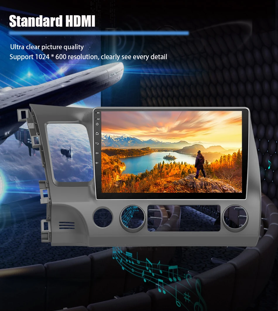 Perfect Eunavi 4G+32G Android 9.0 4G Car Radio Multimedia Video Player Navigation GPS For Honda Civic 2006-2011 2 din dvd raido PX6 18