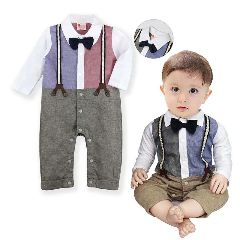 JXYSY New born baby clothes baby boy jumpsuit Autumn romper for baby Gentleman Bow Tie Suit