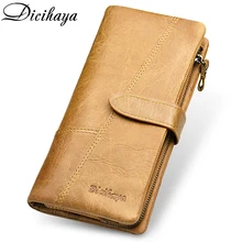DICIHAYA Brand Genuine Leather Men Wallet High Capacity More Card Men Leather Wallets Long Zipper Wallet Phone Bag Clutch Purse p kuone genuine leather clutch bag 2018 fashion high quality top men wallets luxury brand purse messenger handbag long wallet