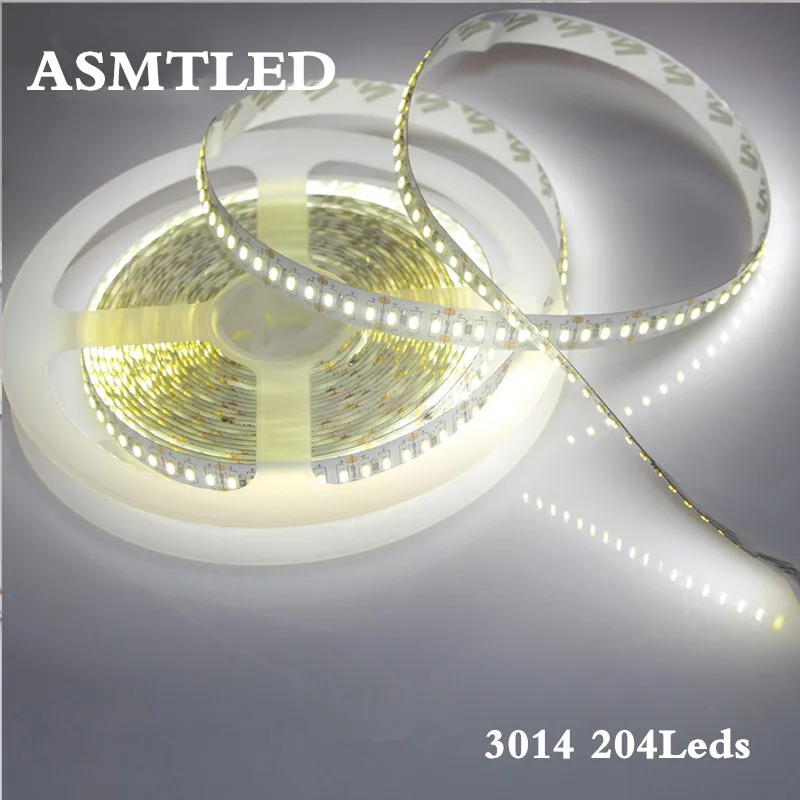 

ASMTLED LED Ribbon LED Tape Light 3014 DC12V LED Strips 120leds 204leds/m Flexible Led Strip 5m ip20 ip65 waterproof led Stripe