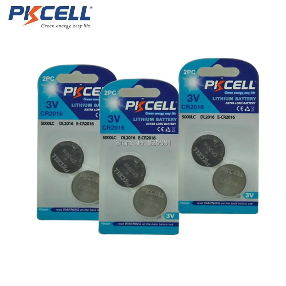 

2pcs/cardX 6 cards 2016 cr2016 dl2016 PKCELL logo lithium 3v button cell battery
