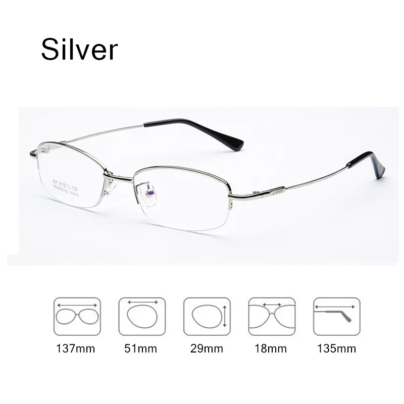 Оправы для очков женские титановые очки из сплава Мужчины Женщины Половина Сверхлегкая рама вес близорукость очки Z901 - Цвет оправы: c2