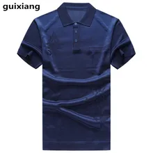 Летний Стиль, мужские повседневные модные шелковые рубашки поло с коротким рукавом, мужские рубашки поло высокого качества из шелка, деловые рубашки поло для мужчин