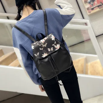 

030918 new hot cheap bag wholesales lady PU floral printing backpack