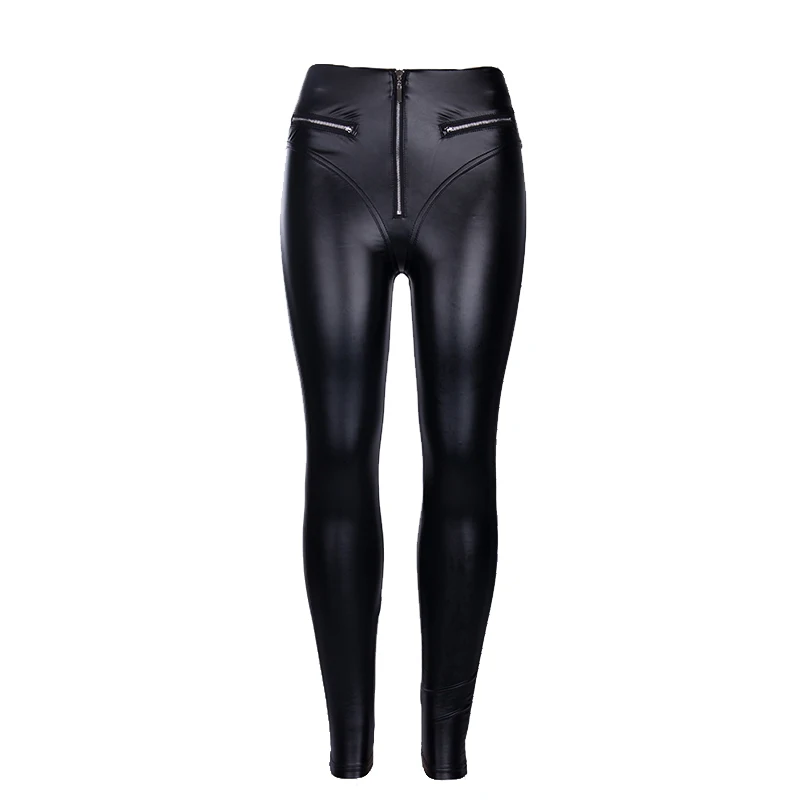 Панк обтягивающие брюки из искусственной кожи женские сексуальные черные женские брюки с высокой талией Летние Осенние Зимние брюки женские брюки повседневные брюки в готическом стиле - Цвет: Black