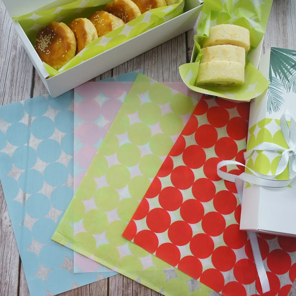 

22*25cm 50pcs 4 color dots design Bread Cake Cookies Food soap candle Wrapping Paper gift Packaging Butter chocolate pack use