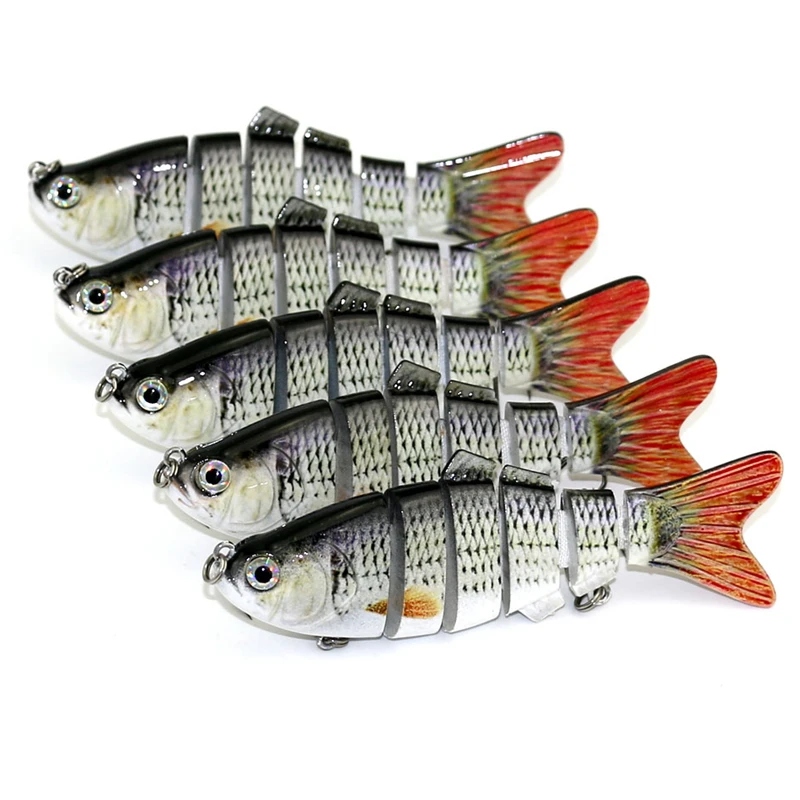 

6psc Laser Paint Lures 3D Eyes Lifelike Fishing Lures Jointed Sections Swim Bait Hard Bait Isca Artificial Lures Fishing Tackle