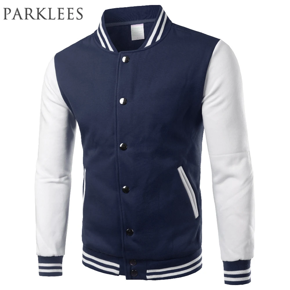 

Classic Navy Blue Varsity Jacket Men/Women 2016 Autumn Mens Fashion Fleece College Baseball Jackets Bomber Veste Homme Xxxl