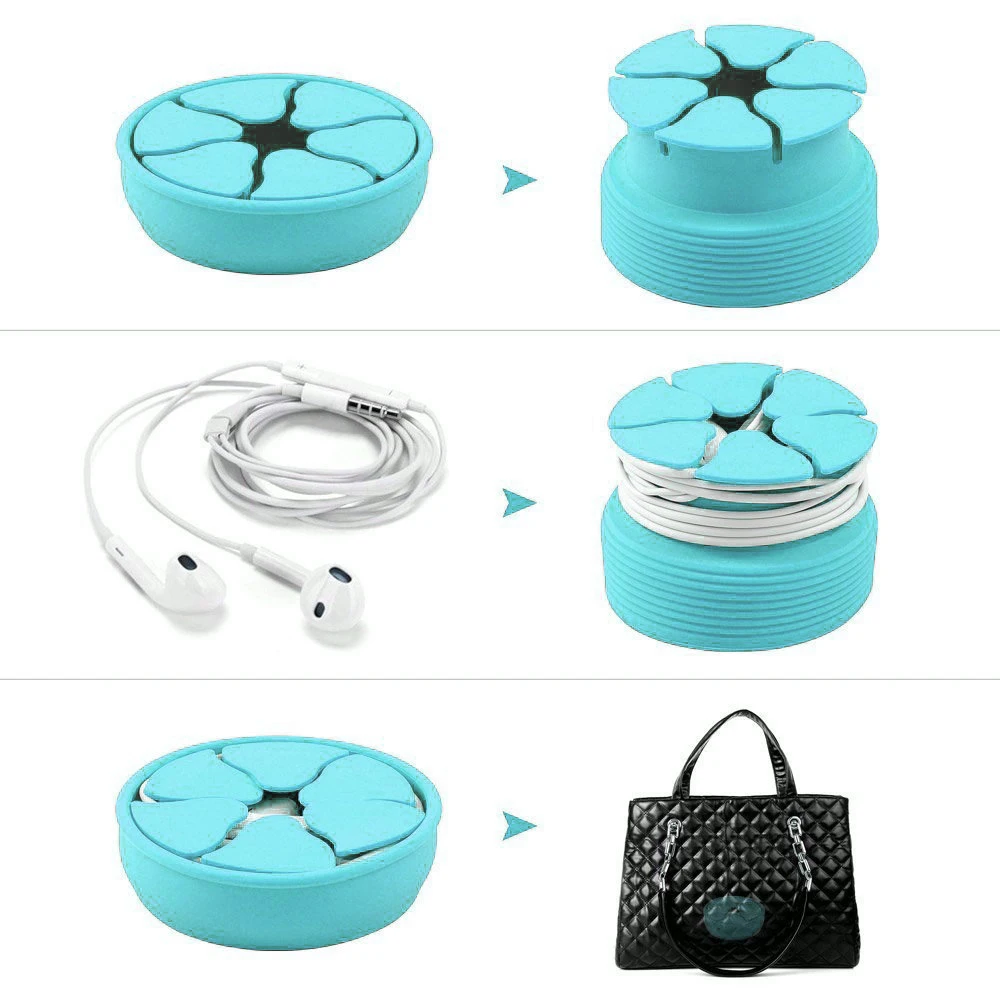 Silicone Mini Earphone Holder Winder Case Stretch Earbud Carrying