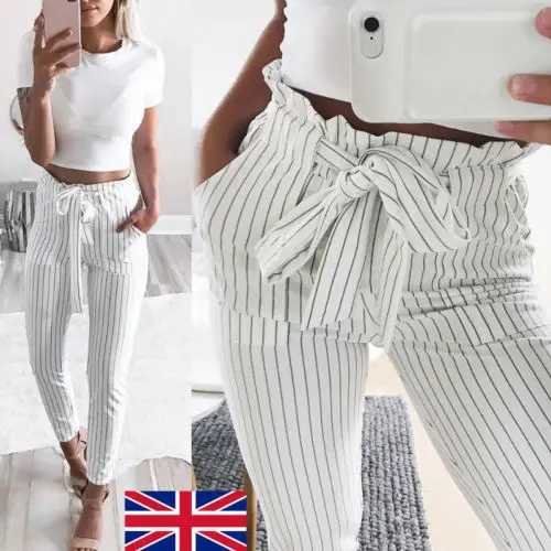 Real photo Korean Summer Women Striped Chiffon Wide Leg
