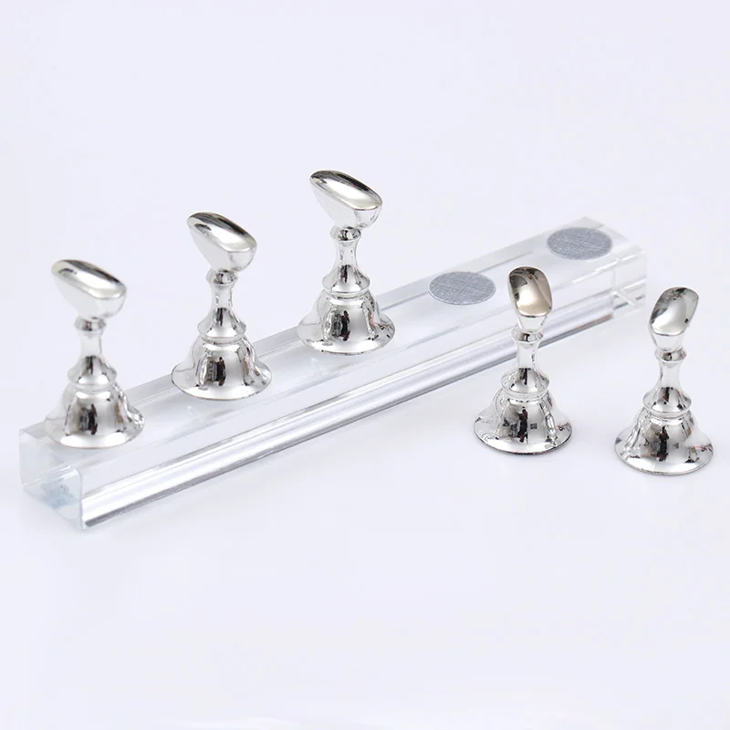 

1 Set False Nail Tips Display Stand Practice Holder Gold Silver Black Magnetic Showing Shelf Manicure Nail Art Tool