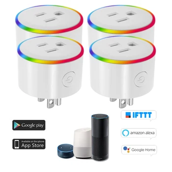 

4 Pcs WiFi Smart Plug Mini Outlet Socket LED Indicator Timing Function Remote Control Voice Control for Alexa and for Home IFTTT