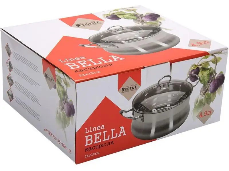 Кастрюля REGENT INOX, BELLA, 4,9 л