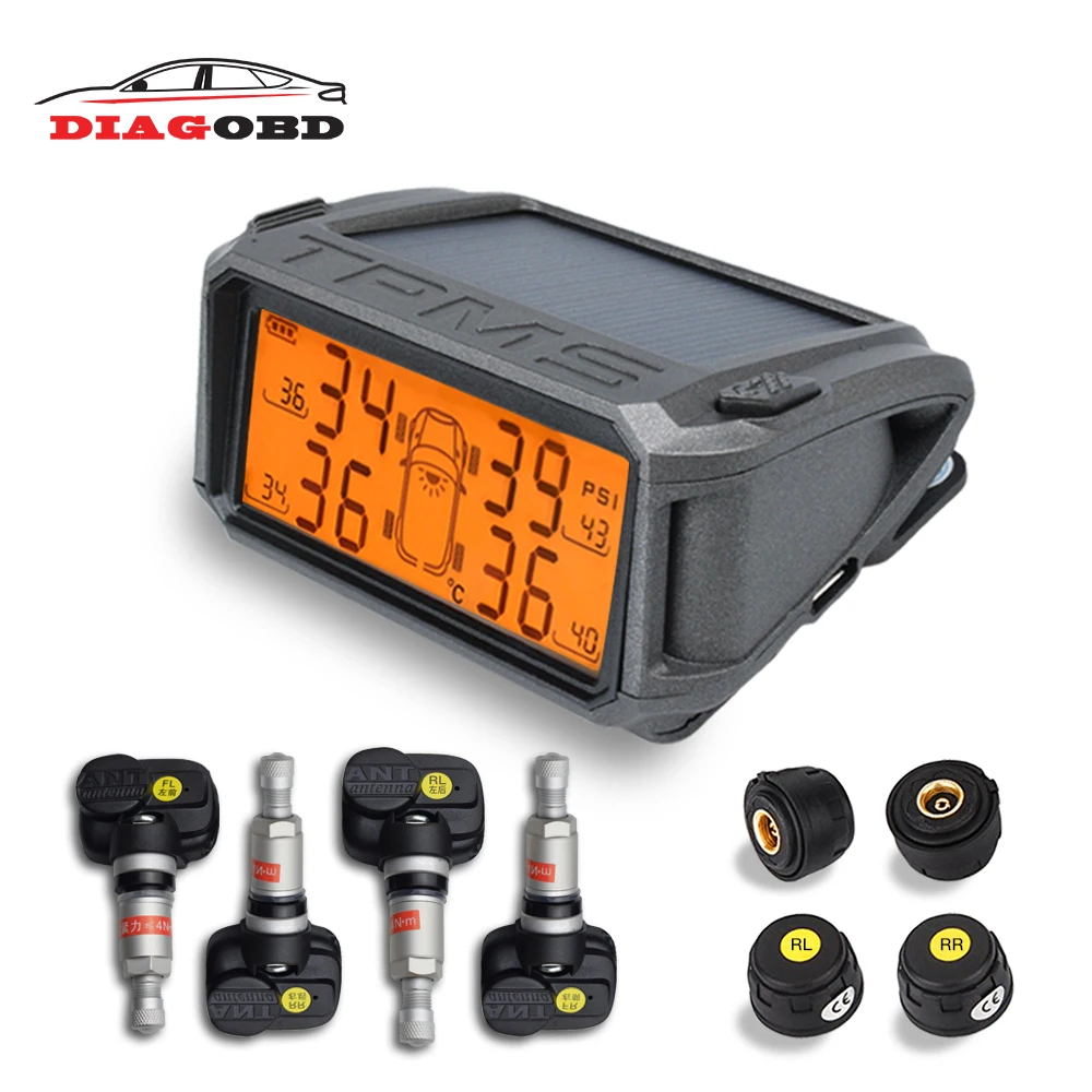

2018 Car TPMS Tire Pressure Sensor Monitoring System Solar Car Monitor TMPS Control Systems Alarm Tyre Pressure Internal Sensors