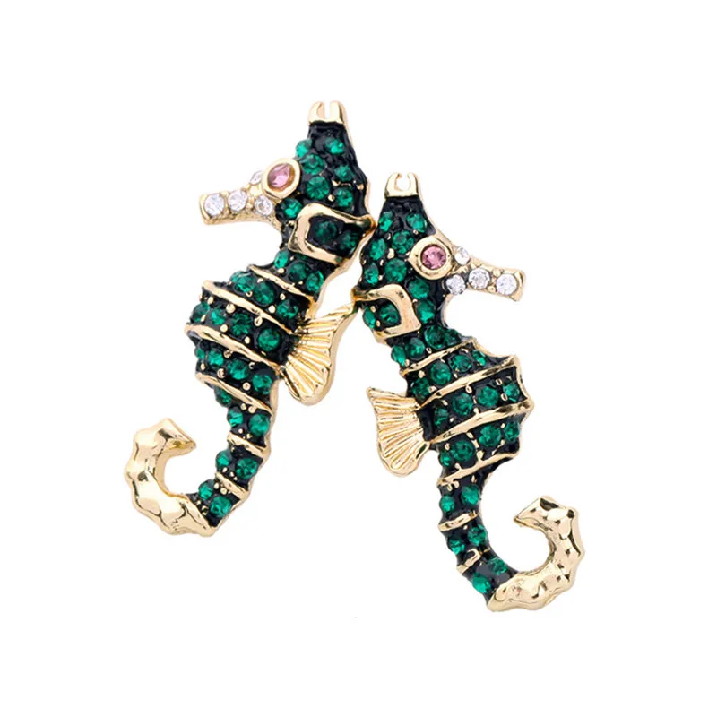 Женские серьги пусеты wing yuk tak из сплава с зелеными кристаллами|fashion stud earrings|stud