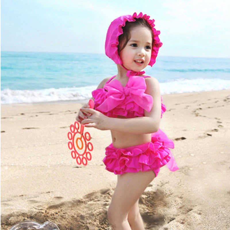 

Oneasy 2016 Summer Baby Swimwear Children Swim wear Maillot de bain Children Bright Color Bikini Swimsuit Split Bikinis For Girl