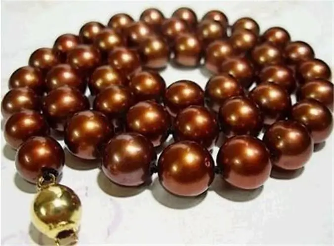

Charming!8mm Chocolate Sea shell Pearl Necklace 18" AAA style Fine Noble real Natural free shipping
