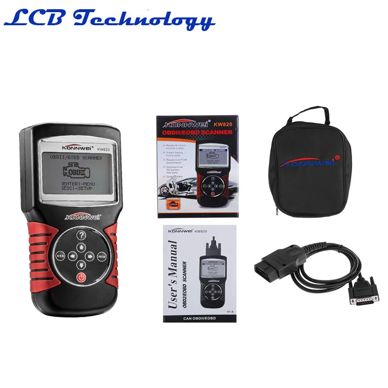 Бесплатная доставка Konnwei KW820 сканирование OBDII OBD2 автоматический сканер Код