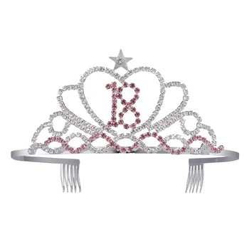 

18th Birthday Party Crystal Rhinestones Tiara Queen Princess Crowns Headband Hair Combs Clip