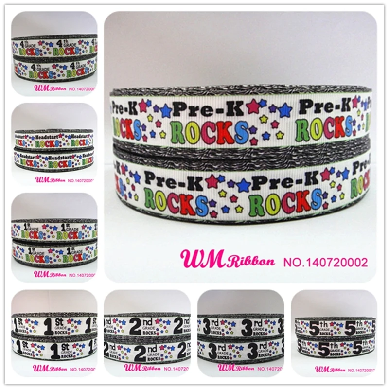 

Q&N ribbon 7/8inch 22mm School Style grosgrain ribbon 50yds/roll Pre-k Kids Print Webbing free shipping for hair bow headband