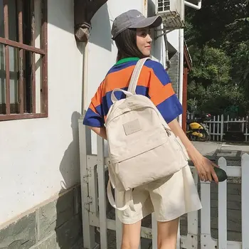 

fashion women cute solid color school backpacks 2018 autumn new arrival pink casual female zipper students shoulder bags