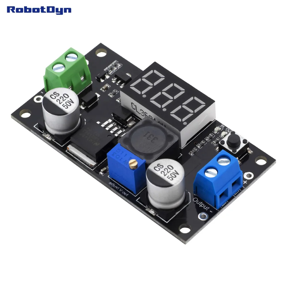 Оригинальный LM2596 + светодиодный дисплей Вольтметр, DC-DC понижающий для понижения напряжения Питание модуль, VIn: 3 ~ 36В, Vout: 1,5 ~ 34 V. Реальный 3A