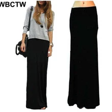 WBCTW однотонные черные юбки модные женские повседневные длинные юбки больших размеров макси юбки с эластичной высокой талией Элегантные 7xl юбки большого размера
