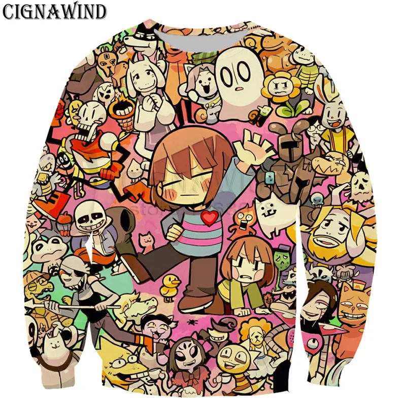 Новый Забавный Череп Undertale последняя игровая Толстовка menwomen 3D печатных балахон с