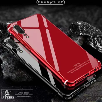 

Luxury For Huawei P20 Pro Case Aluminum Metal Bumper Backplane Tempered Glass Frame PC Back Cover For Huawei P20 Case JS0197