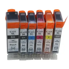 6PK Black Color Ink Cartridges PGI425 425 CLI426 Replacement For Canon Pixma MX714 MX884 MX894 MG5140 MG5240 Inkjet Cartridge