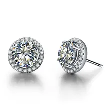 Настоящее 14 к 585 Белое золото серьги милые 0.5Ct/шт. Женские серьги-гвоздики красивые Au585 обручальные ювелирные изделия для женщин