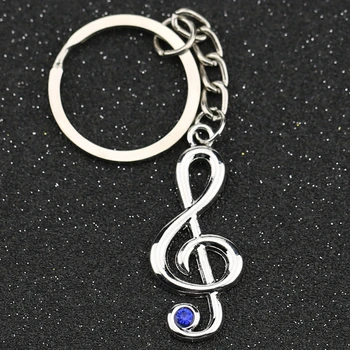 

Hatsune Miku Keychain Musical Note Symbol Treble G Clef Silver Color Crystal Keyring Key Chain Ring Fashion Hot Anime Wholesale