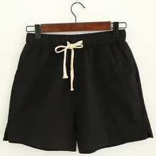 New Women Shorts Spring and  Summer High Waist Shorts Solid Casual Loose Thick Warm Elastic Waist Straight Booty Shorts Pockets