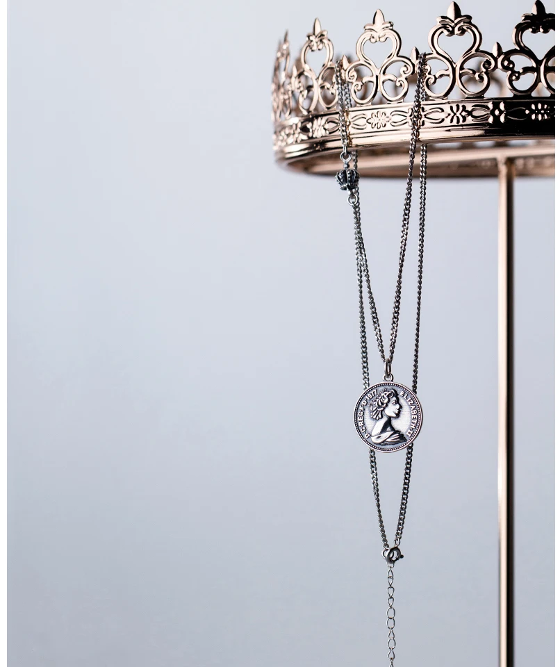 Retro Roman Portrait Round Sterling Silver Coin Pendant Minimalist Figure Face Chain Choker Necklace Women Party Jewelry S925 (1)
