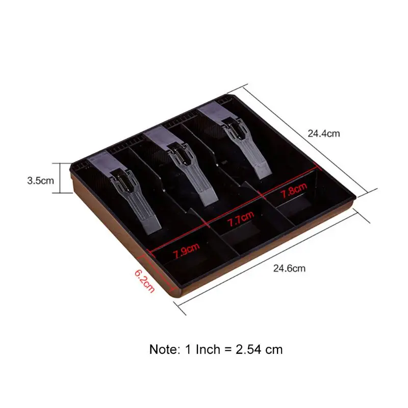 

Home Market Black Plastic Coin Money Storage Box Bill Cash Tray Organizer With 6 Slots 3 Removable Clips Tool