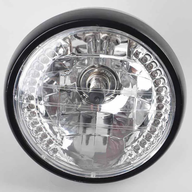 Black Universal 7" Motorcycle Headlight LED Turn Signal Light+Mount Bracket