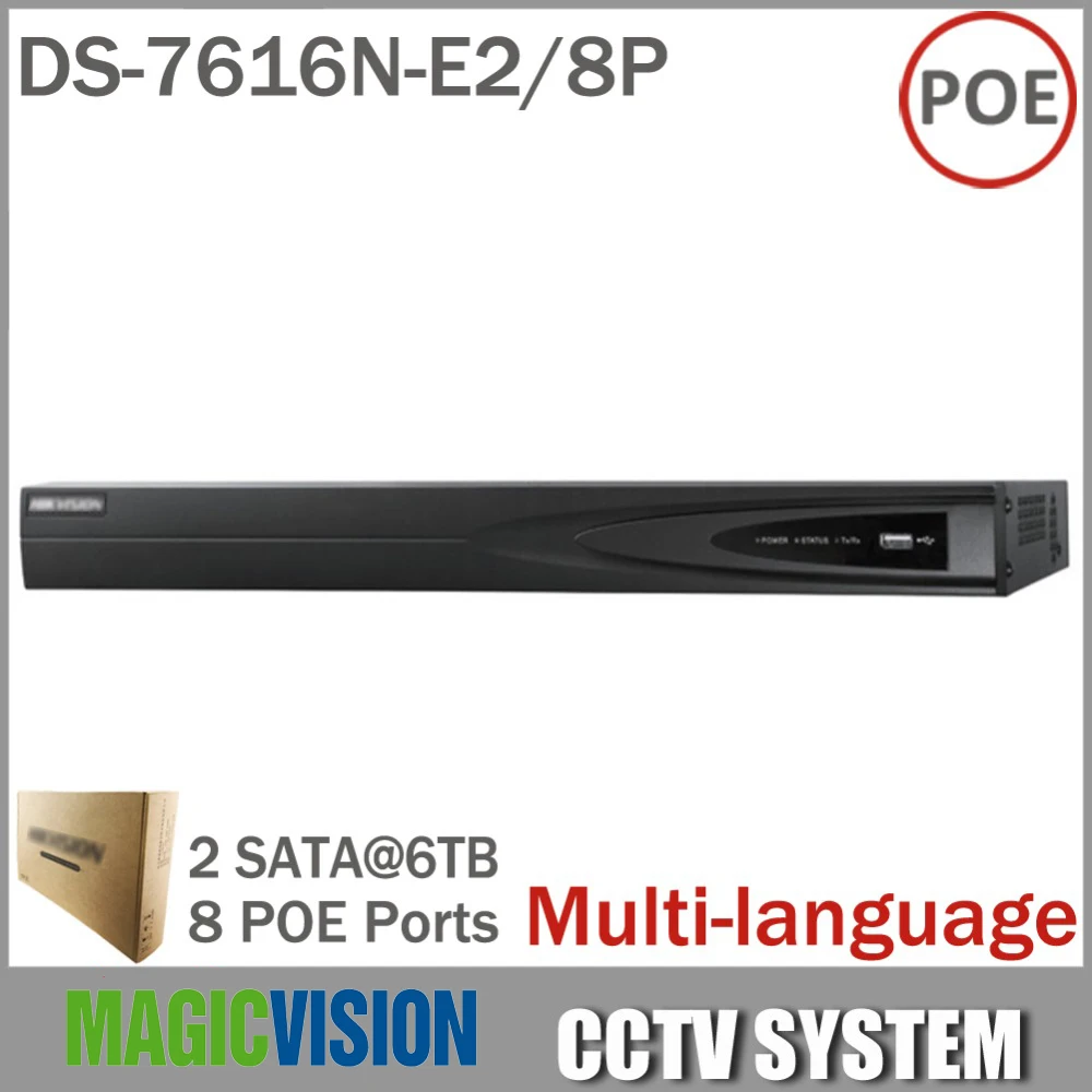 DS 7616N E2 8P Network NVR with 16CH 8POE HD 5MP for IP Camera Network Video