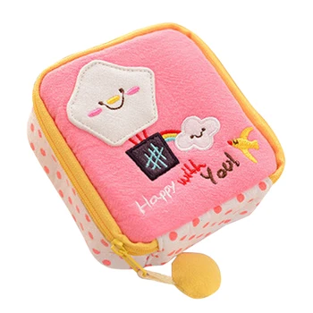 

2017 New Girl's Cute Cartoon Sanitary Napkin Towel Pads Small Bag Purse Holder Organizer-pink