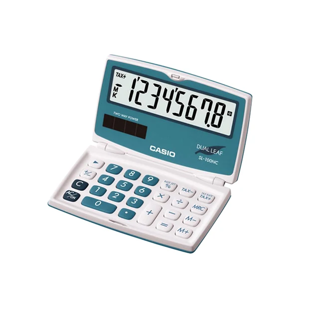 Casio SL100L 8Digit Folding Solar Calculator, Large Display, Silver